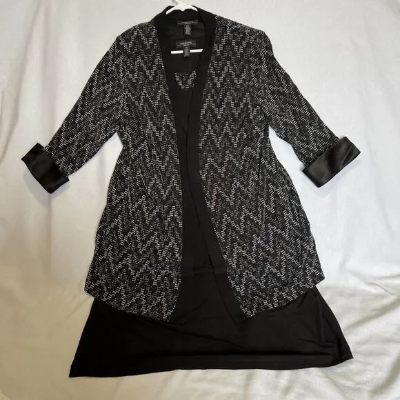 R&M Richards Women's Black Sleeveless Dress & Jacket Black Glitter Size 14W - Picture 4 of 8